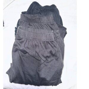 Woman Within Black Elastic Waist Pants Set of 3 Size 18/20 L Cotton Blend Lounge